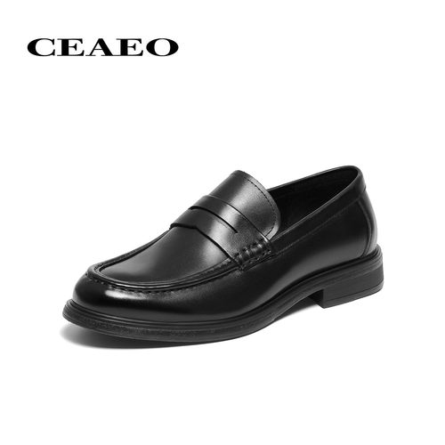 西二男士一脚蹬商务休闲皮鞋男2026春季新款真牛皮乐福鞋XH1D3800