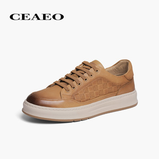 西二男鞋一脚蹬休闲板鞋男2025秋季新款真皮牛皮复古工装H25Y2555