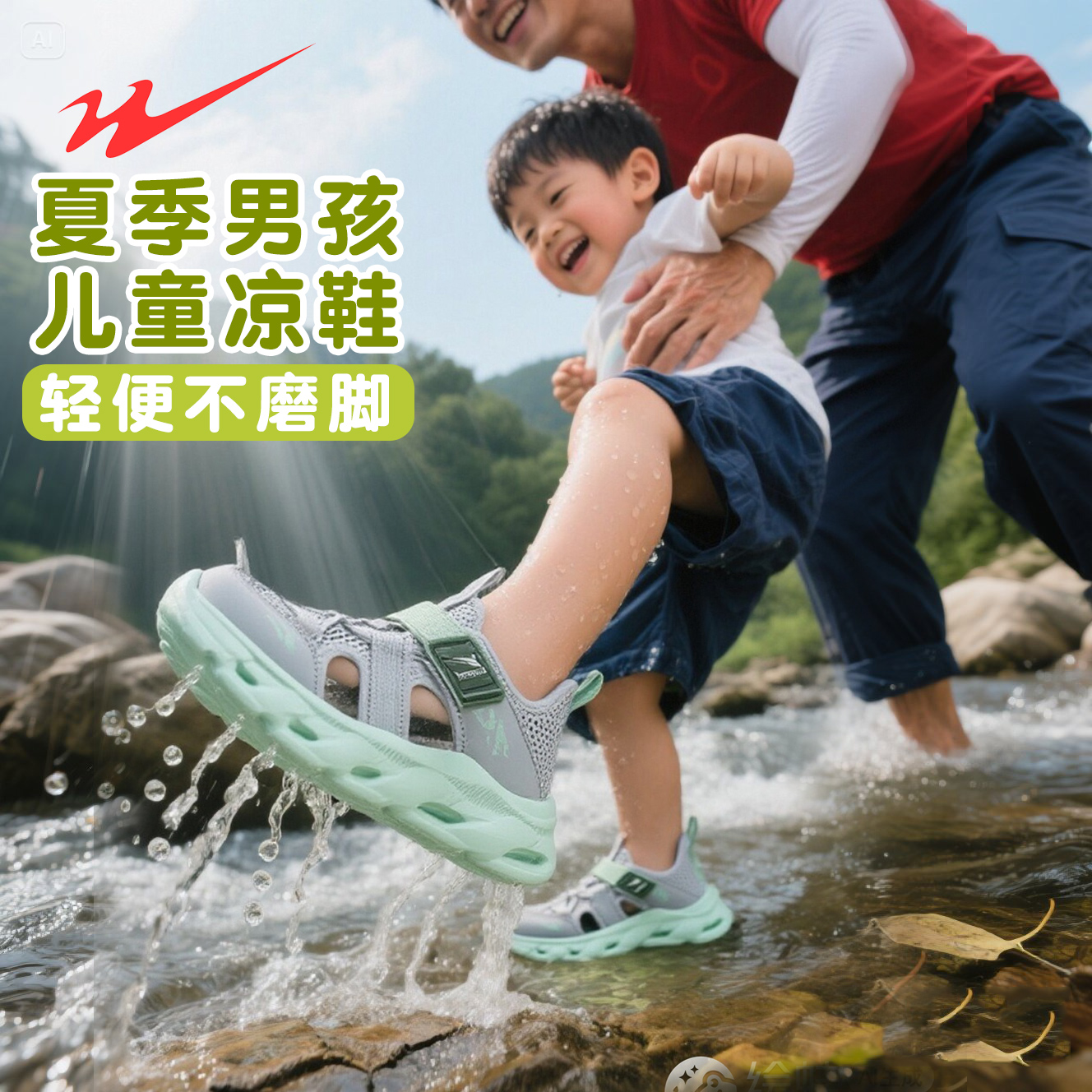 双星夏季男孩儿童凉鞋男童透气包头款运动鞋大童夏天软底轻便童鞋