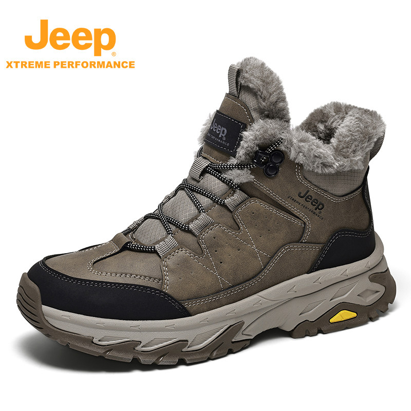 Jeep冬季新款棉鞋时尚加绒加厚保暖雪地靴户外防滑休闲登山鞋男鞋