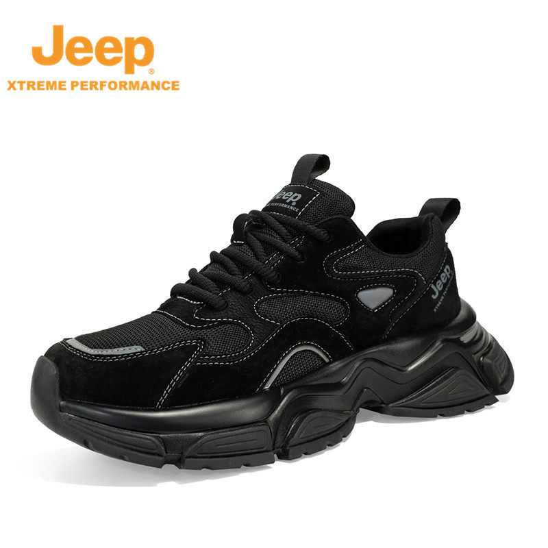 JEEP/吉普男鞋秋季款轻便休闲运动老爹鞋厚底防滑耐磨登山徒步鞋