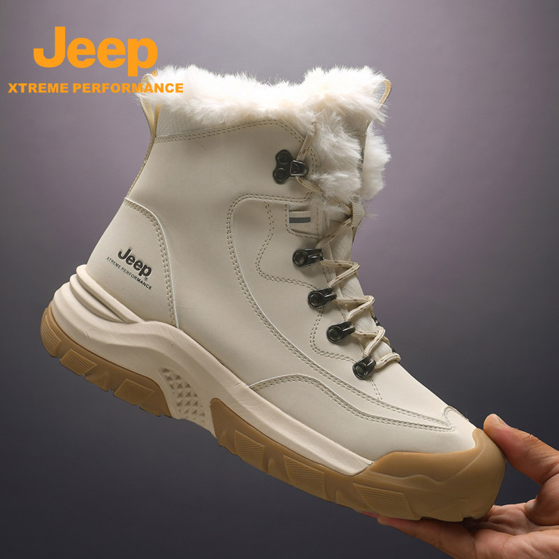 JEEP/吉普冬季男加绒加厚舒适雪地靴户外保暖防水防滑登山徒步鞋