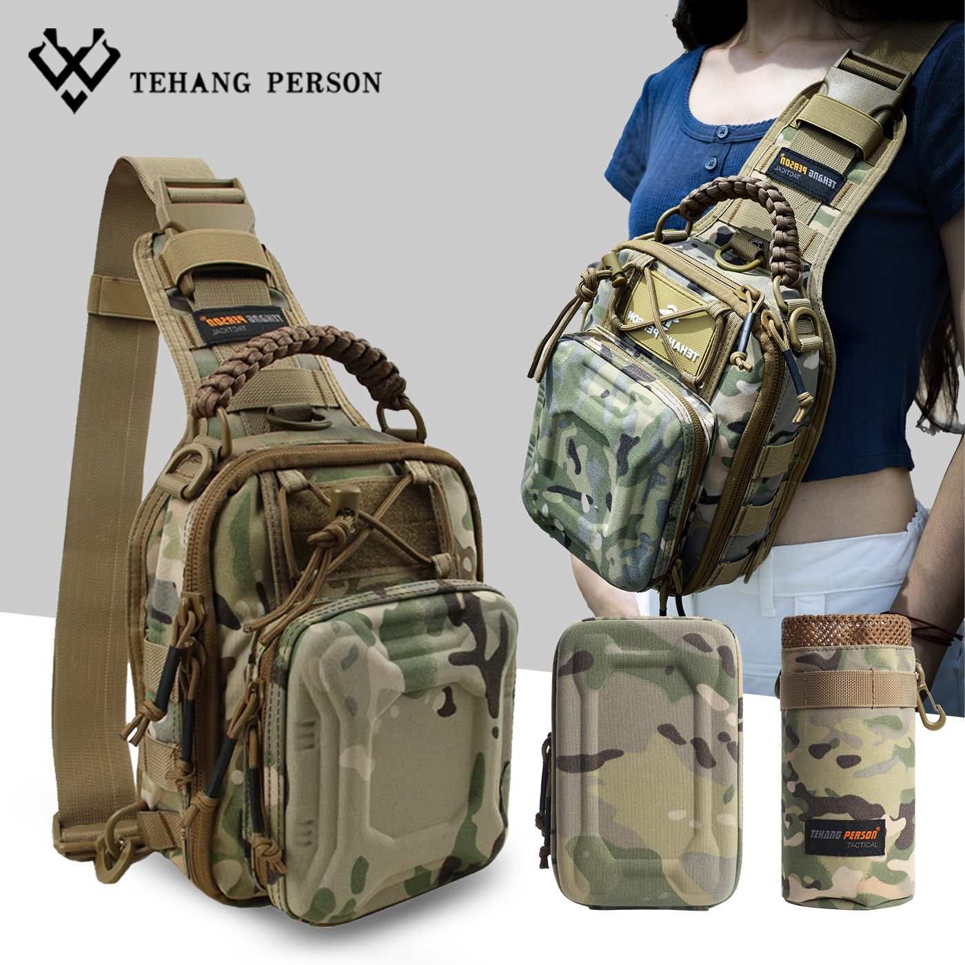 战术胸包升级EVA多功能单肩斜挎户外骑行防水耐磨休闲包男款套装