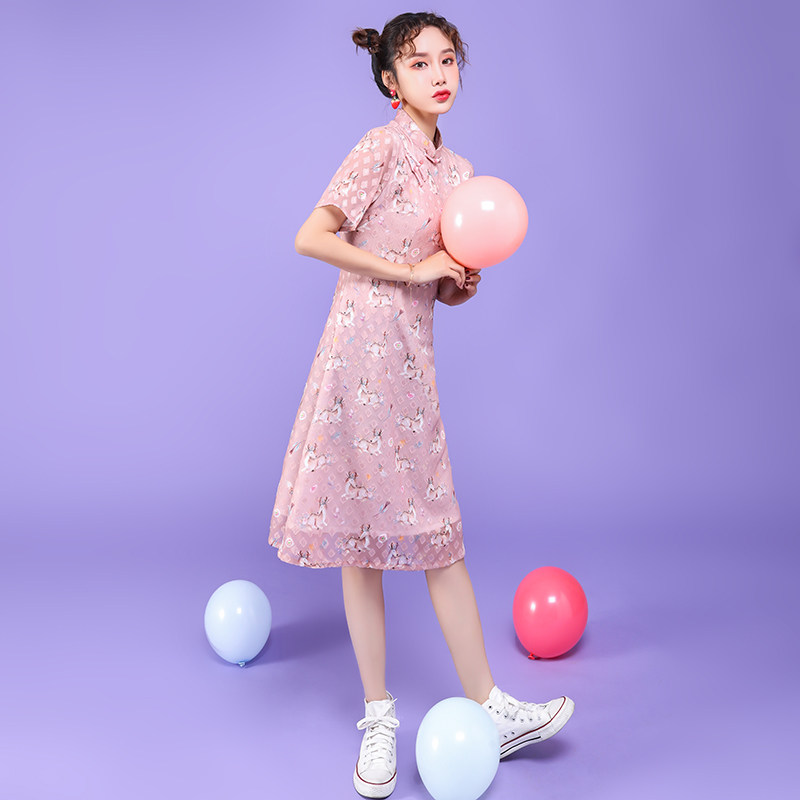 改良版旗袍日常可穿年轻款少女短款复古中国风现代连衣裙蚀骨方便