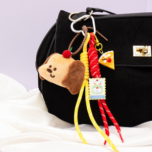 新款毛绒公仔包包挂件玩偶钥匙扣小狗书包挂饰圣诞节星星人手机链