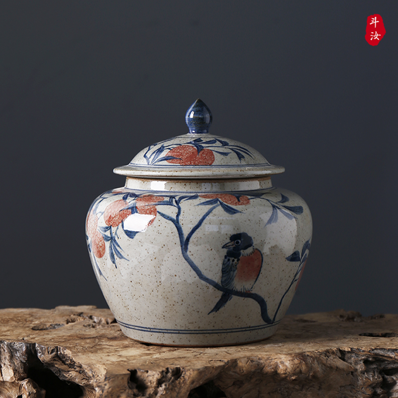 景德镇手绘复古青花中式风储物罐