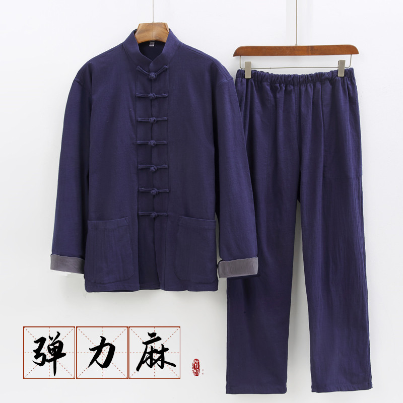 弹力棉麻套装中国风唐装舒适耐磨