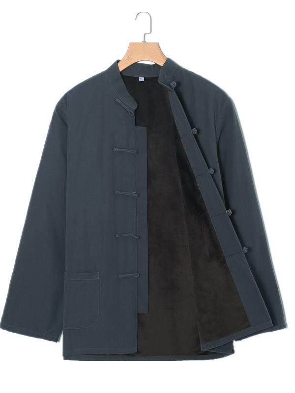 MIDDLE-AGED AND ELDERLY TANG COSTUME AUTUMN AND WINTER FLEECE JACKET CHINESE CASUAL RETRO WARM COTTON CLOTHES CHINESE STYLE DISC BUCKLE THICKENED HANFU