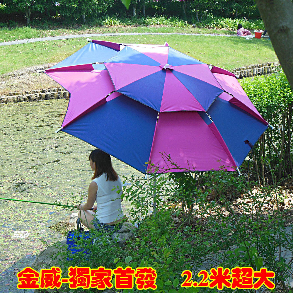 德国进口金威姜太公2米加固开口钓鱼伞遮阳伞防紫外线万向防雨渔
