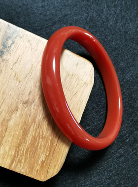 女镯子天然红玛瑙贵妃手镯复古本命年手镯扁圆手镯玉镯子红色手镯