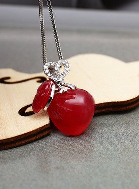 小钱袋项链玉髓925纯银