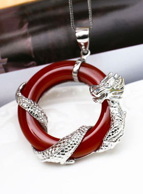 牡丹缘925纯银红色项链生肖