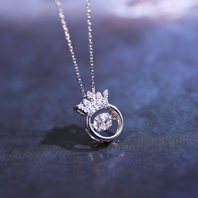 2021年新款项链水晶皇冠钻石纯银