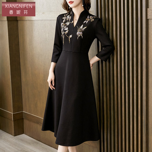 香妮芬OZ-9966高端气质妈妈连衣裙