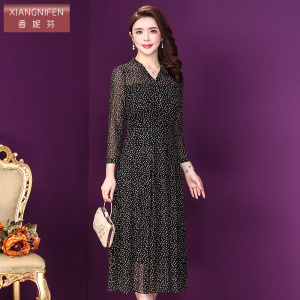 香妮芬贵夫人碎花连衣裙高端洋气减龄2026新款台湾纱中年中长裙子
