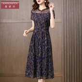 收腰遮肚子短袖 香妮芬高端台湾网纱休闲连衣裙女夏装 2025新款 裙子