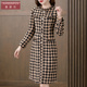 香妮芬秋季 气质遮肚子显瘦羊毛小香风连衣裙女2025新款 高端格子裙