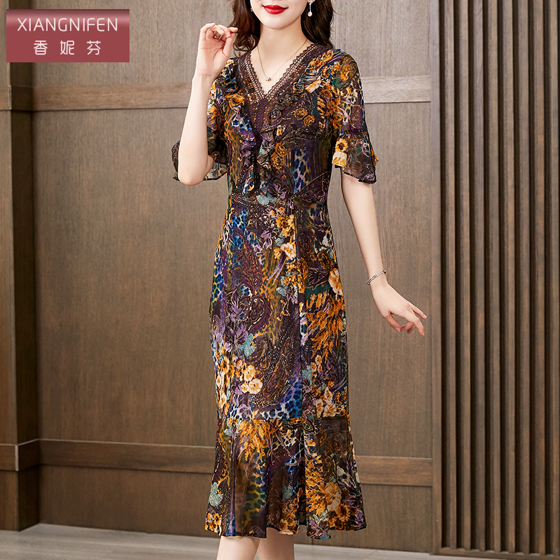 香妮芬复古收腰显瘦中年妈妈台湾