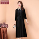 女装 香妮芬丝绒连衣裙新款 高端洋气高贵秋季 黑色气质女人味裙子