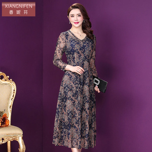 香妮芬中年女士台湾新款连衣裙2026春季新款妈妈气质减龄洋气裙子
