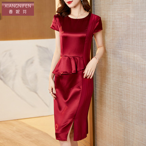 香妮芬高端醋酸妈妈婚宴礼服2026新款夏季洋气喜婆婆结婚连衣裙女