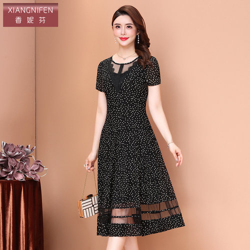 贵夫人新款台湾纱中年风连衣裙