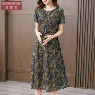 收腰碎花裙 气质修身 香妮芬高端台湾网纱休闲连衣裙女夏季 2026新款
