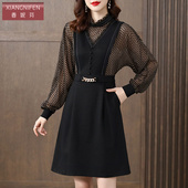减龄长袖 香妮芬黑色高级感休闲连衣裙秋季 2025新款 轻熟显瘦设计感