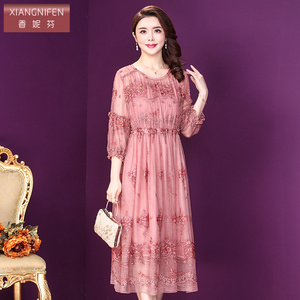 香妮芬真丝连衣裙高贵气质贵夫人洋气年轻中年妈妈装2026新款春季