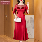 香妮芬高贵优雅醋酸喜婆婆婚宴连衣裙2025新款 秋夏季 妈妈敬酒礼服