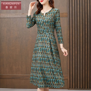 香妮芬高端奢华精致妈妈连衣裙高贵优雅2026新款春季阔太太贵夫人