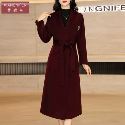 香妮芬高档绵羊毛中长款大衣2025秋冬新款妈妈气质高级感毛呢外套