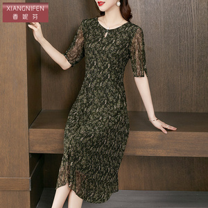 香妮芬台湾纱春季2026年新款连衣裙气质高贵阔太太洋气减龄显瘦女