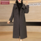 香妮芬灰色立领连帽加厚保暖女士大衣2025秋冬新款 绵羊毛毛呢外套