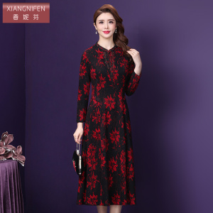 香妮芬羊绒连衣裙春季中长款高端羊毛裙2026新款妈妈内搭打底裙