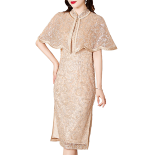 香妮芬洋气减龄喜妈妈婚宴礼服披肩可拆2026新款春夏喜婆婆宴会装