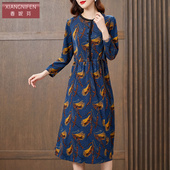 羊绒裙 春季 香妮芬时尚 洋气抽绳中年妈妈休闲连衣裙高贵2026新款