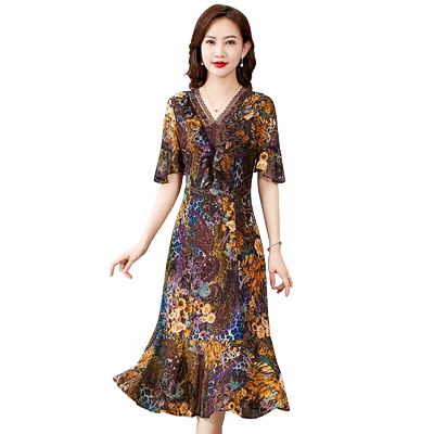 香妮芬复古收腰显瘦中年妈妈台湾