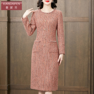 显瘦羊毛裙 高级感修身 香妮芬高端气质小香风连衣裙女2026春季 新款