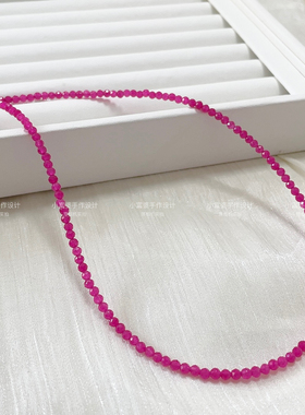 爆款新烧红宝石色刻面锁骨项链女款彩宝项链简约清新饰品火龙果色