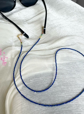 青金石黑色绿色红色白色克莱因蓝色尖晶手工穿珠链眼镜链M扣佛牌