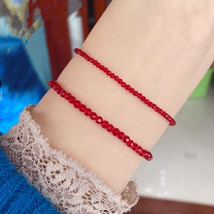 2025新款极细简约风红尖晶水晶破关年岁女手链闺蜜手串个性小巧