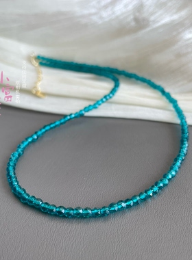 超闪孔雀蓝磷灰彩色串珠项链ins高级感小众颈链锁骨链时尚轻奢项