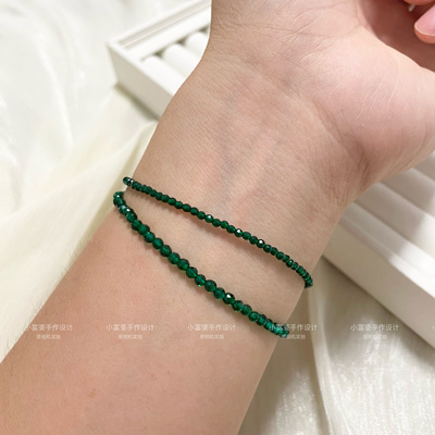 小众设计绿水晶闪耀切面尖晶极细串珠戒指脚链项链纤细小手链女