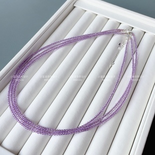 超白仙女紫 极细2mm紫色尖晶刻面锁骨链夏百搭梦幻紫罗兰色项链
