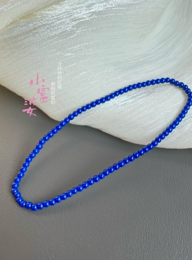 超细克莱因蓝色迷你小米珠圆珠手串2毫米单圈女款时尚百搭饰品蓝
