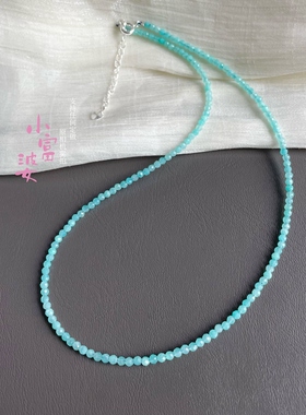 冰透天然天河石尖晶女款锁骨链项链 彩虹色 2mm左右精致小珠子