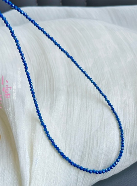 超闪亮细高瓷蓝色刻面锁骨链女款帝王青金蓝锆石高级奢华颈链项链