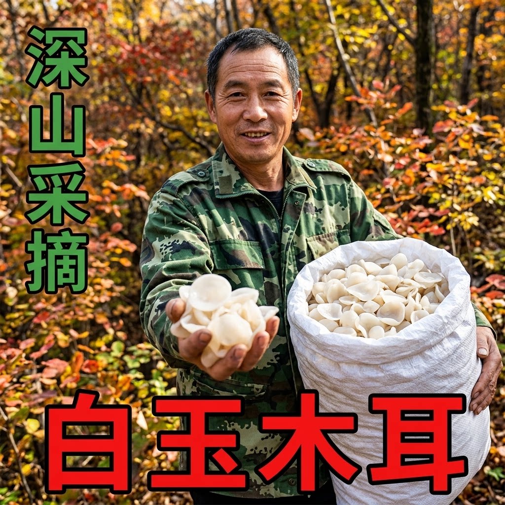东北白玉木耳干货小碗耳白色兔耳图片