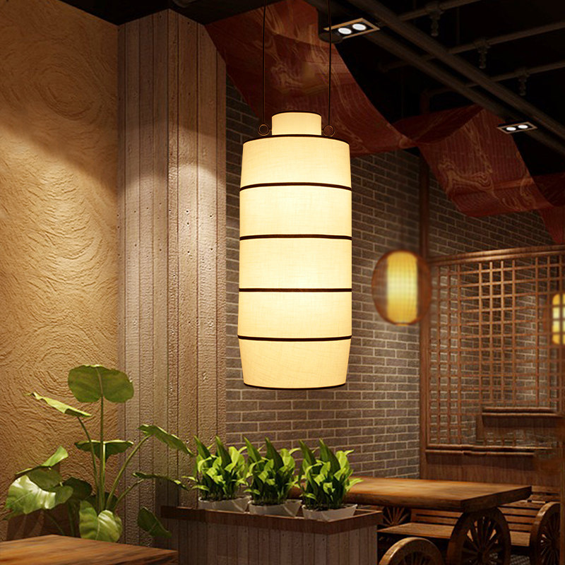 新中式布艺中国风餐厅茶楼火锅店吊灯过道走廊阳台灯笼灯具定制_虎窝淘